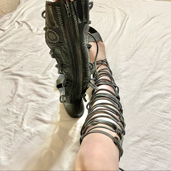 NWOT Leather Gladiator Sandals - Picture 2 of 16